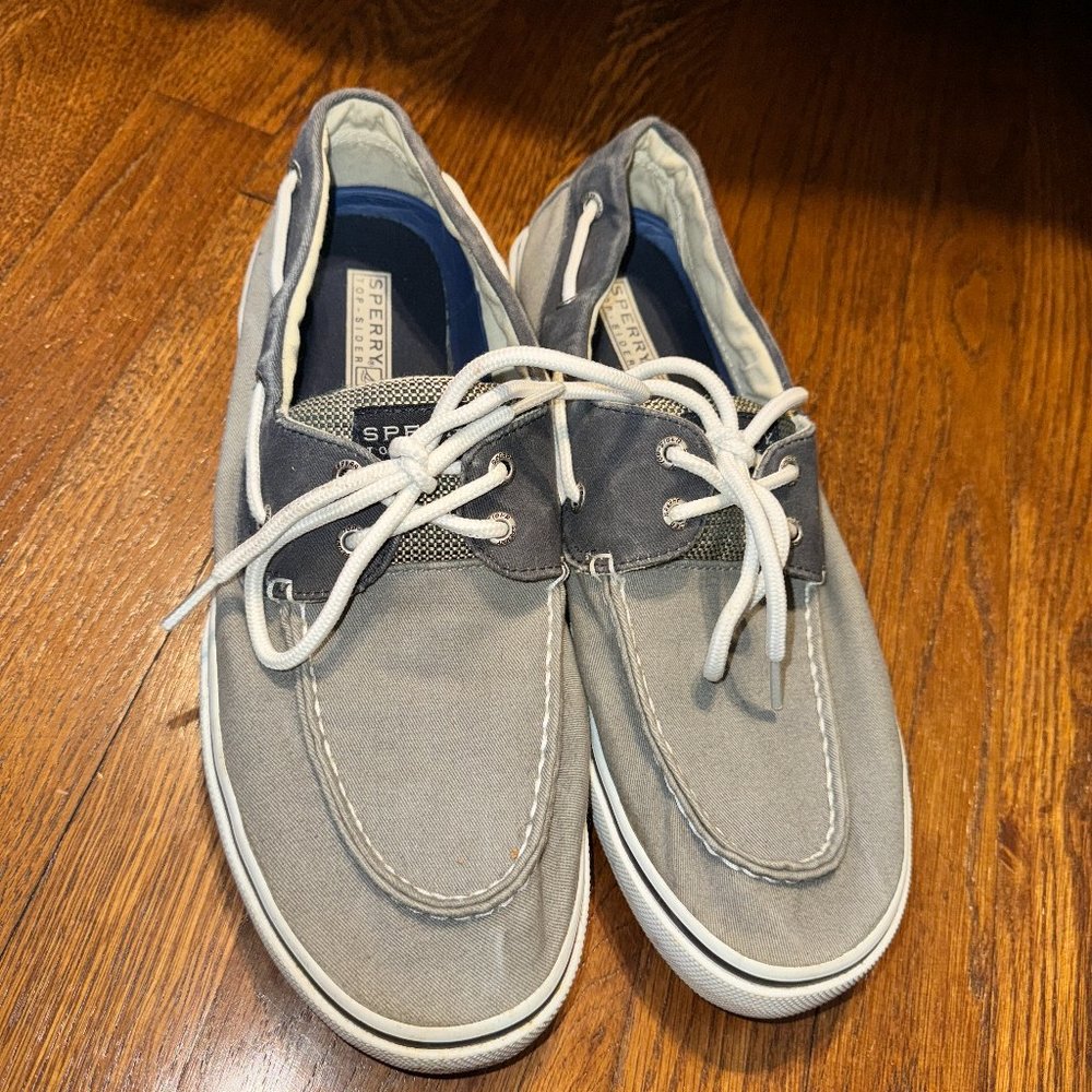 Men's Sperry Top Sider Canvas Shoes Gray / Blue